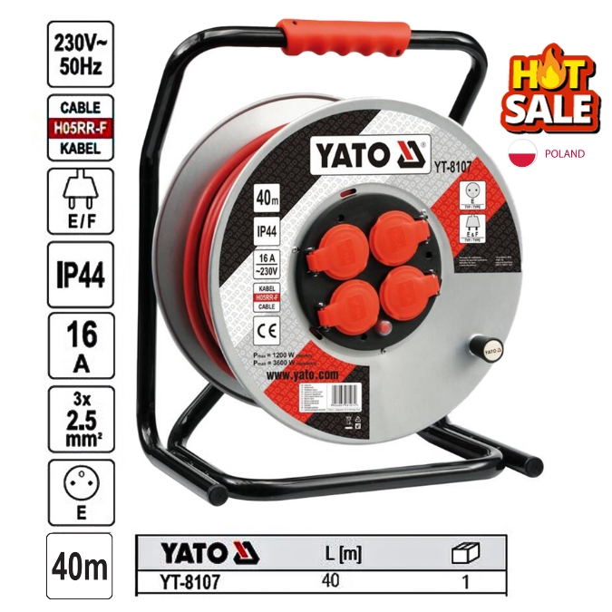  Cuộn dây điện rulo 40M Yato YT-8107 Ba Lan