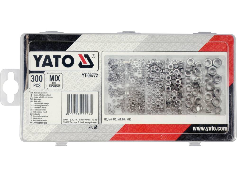  Hộp đai ốc các loại hệ mét 300 chi tiết Yato YT-06772 - Ba Lan