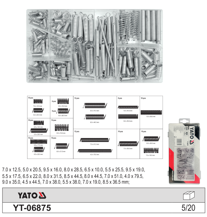 Bộ lò xo tổng hợp 200 chi tiết Yato YT-06875