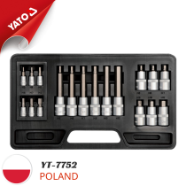 The Yato YT-7752 18-piece hex key set includes sizes ranging from 3mm to 12mm. This set comes in 1/4