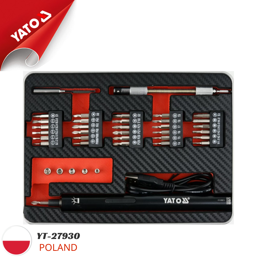  Bộ tua vít chính xác tổng hợp 3.6V 39 chi tiết Yato YT-27930 - Ba Lan 