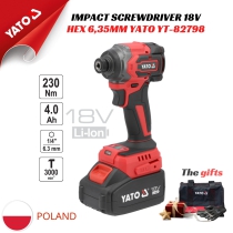 Narrow angle screwdriver with 18V 4Ah 230Nm Yato YT-82798 battery - Made in Poland