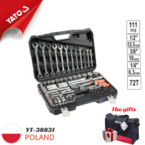 The Yato YT-38831 111-piece ratchet socket wrench set includes 1/4