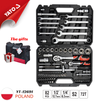 The Yato YT-12691 82-piece combination socket wrench set includes 1/4