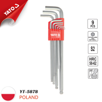 The YATO YT-5878 9-piece Long Ball End Hex Key Set.