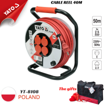 The Yato YT-8108 Polish extension cable reel 16A-50M is a high-quality product used for electrical purposes. It is commonly used in workshops, garages, and other industrial settings to provide power to various tools and equipment. The cable reel has a len