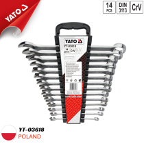 Bộ cờ lê vòng miệng hệ Mét 14 chi tiết Yato 8-24mm YT-03618 Yato Ba Lan