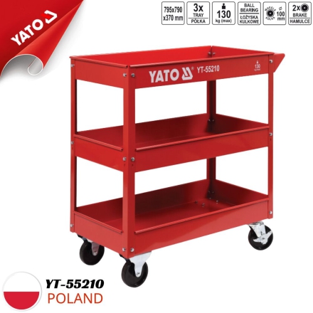 Xe đẩy 3 tầng đựng đồ nghề Yato YT-55210 - Giải pháp hoàn hảo cho mọi vấn đề dụng cụ của bạn!