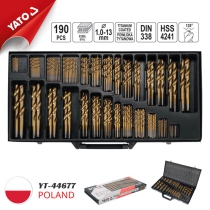 Yato YT-44677 190PCS HSS Titanium Twist Drill Bit Set 1-13MM