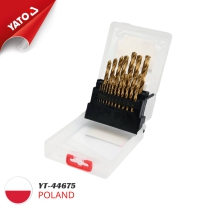 The Yato YT-44675 Titanium HSS-TIN 19-Piece Drill Bit Set 1-10MM is a high-quality tool for drilling various materials.