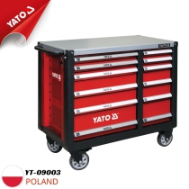 Yato YT-09003 is a premium 12-compartment tool cabinet combined with a workbench - Made in Poland.