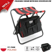 Tool bag in the form of a folding chair with 22 compartments, load capacity of 90kg Yato YT-7446.