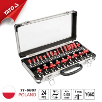 Bộ 25 mũi phay gỗ đa năng YG6X trục 8mm Yato YT-6801 - Ba Lan