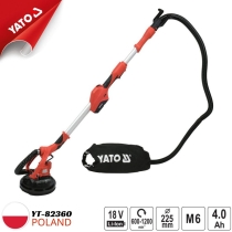 Máy chà nhám tường khô 225mm không chổi than dùng pin 18V 4Ah Yato YT-82360 - Ba Lan