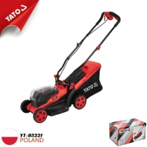 Hand-push grass cutter with 36V (2x18V) battery, 340mm cutting width, 35L grass box, Yato YT-85221 - Made in Poland.