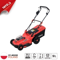 Hand-push grass cutter with 36V (2x18V) battery, 430mm cutting width, 50L grass bag (machine body) Yato YT-85225 - Poland