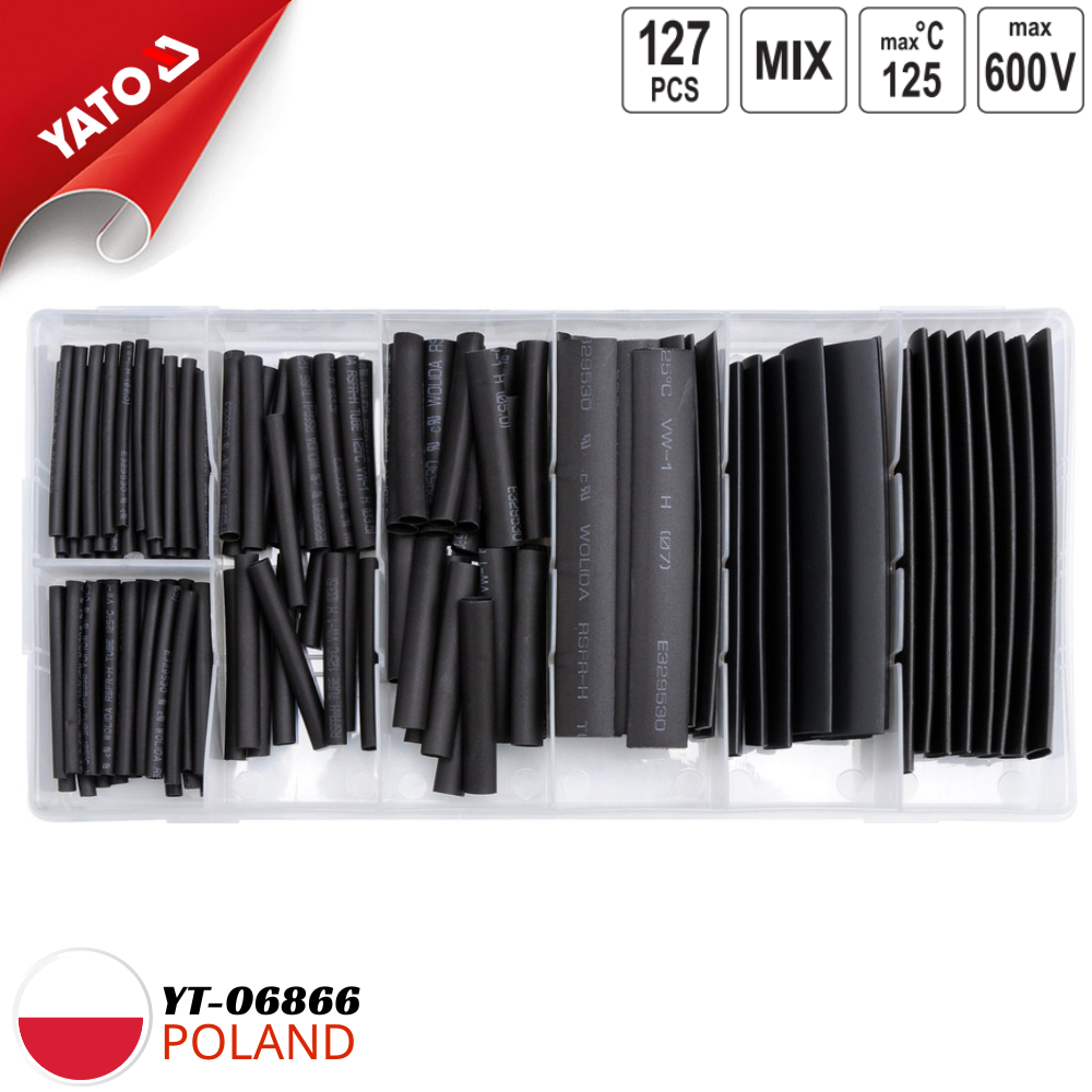  Hộp 127 ống gen co nhiệt màu đen đủ size Yato YT-06866 - Ba Lan
