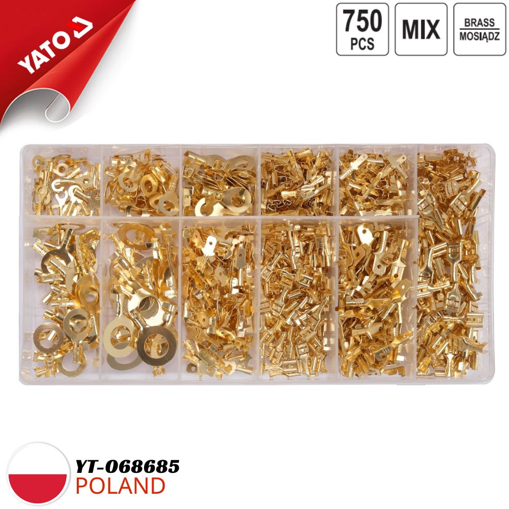  Hộp 750 đầu cos đồng đủ size Yato YT-068685 - Ba Lan