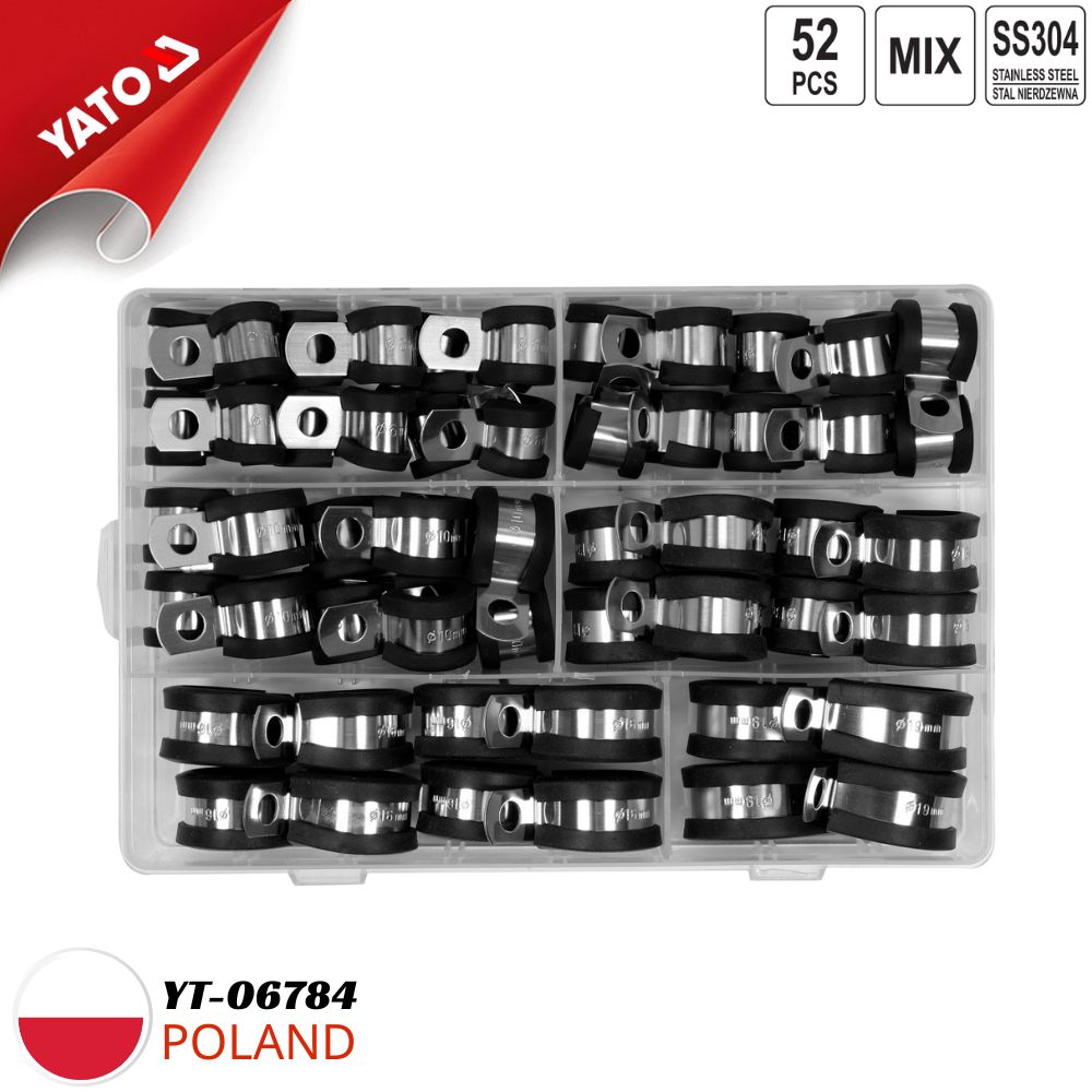 Bộ 52 kẹp inox chữ R lót cao su đủ size Yato YT-067834 - Ba Lan