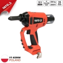 18V Yato YT-82956 Cordless Rivet Gun (Body Only) for 2.4, 3-3.2, 4, 4.8-5MM Rivets