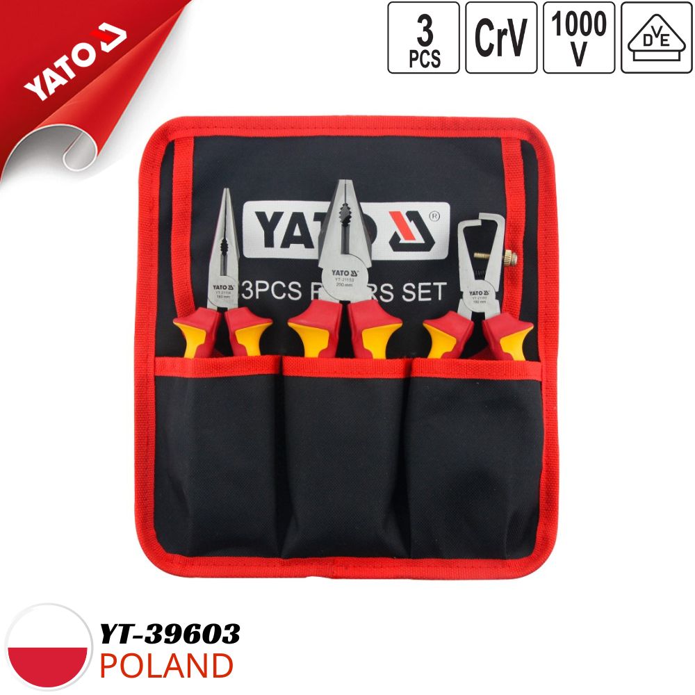  Yato YT-39603 1000V Insulated Pliers Set of 3 - Poland