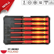 Bộ tua vít 2 cạnh và 4 cạnh 1.8/2/2.5/3mm PH00/0 cách điện 1000V 6 chi tiết Yato YT-28283
