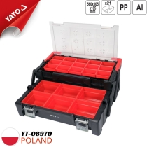 Hộp nhựa PP 560x305x165mm đựng linh kiện 2 khay 21 ngăn Yato YT-08970