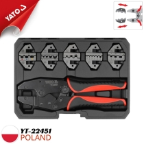 Bộ kìm bấm đầu cốt kèm 5 bộ khuôn hàm thay thế Yato YT-22451 - Ba Lan