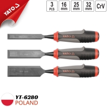 Bộ đục gỗ 16/25/32mm tay cầm TPR 3 chi tiết Yato YT-6280 - Ba Lan