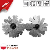 Dưỡng đo ren hệ mét 0.25-6mm 60° và hệ inch 4-62 55° Yato YT-29984 - Ba Lan