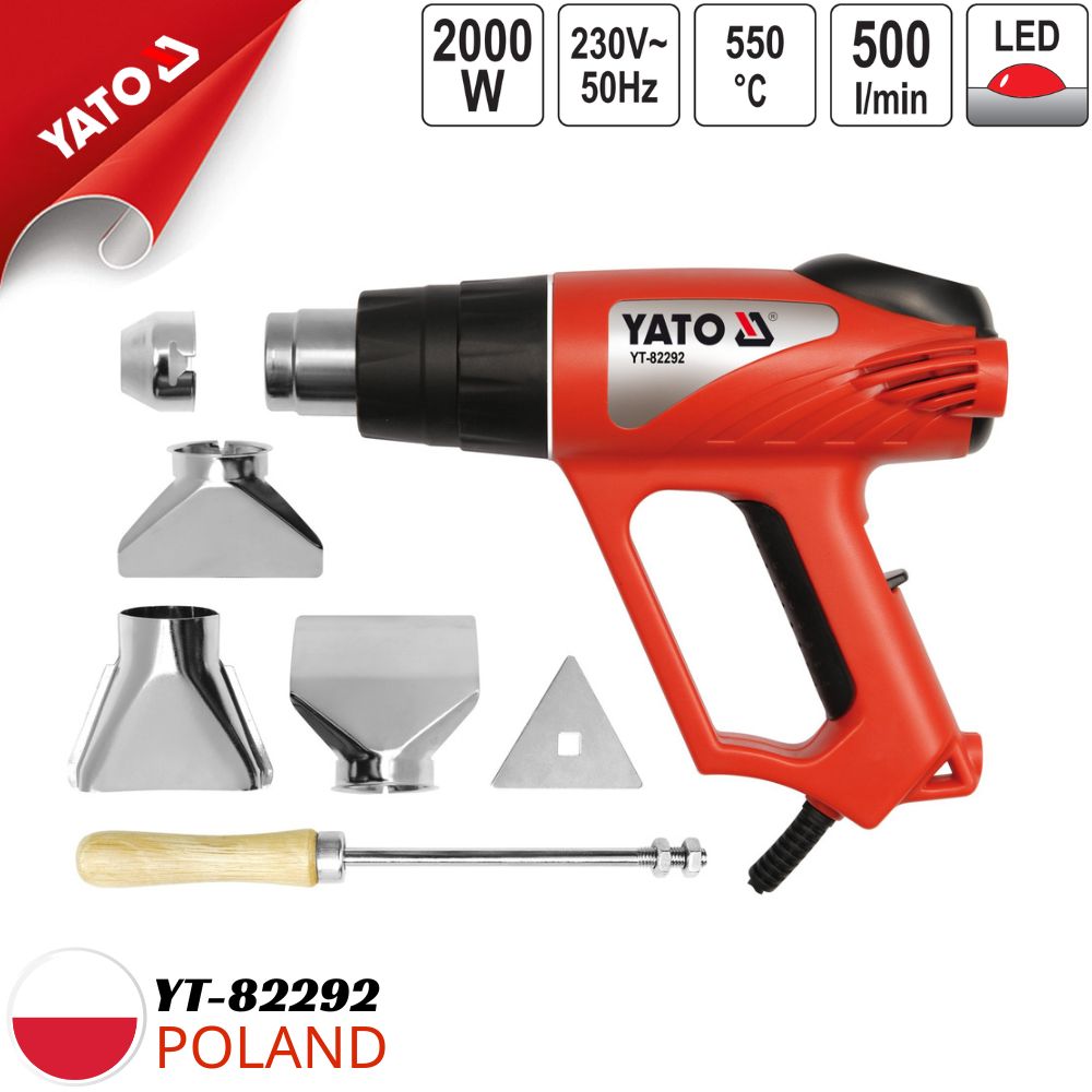 Máy thổi hơi nóng 2000W 550° báo LED kèm phụ kiện Yato YT-82292