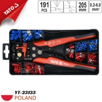 Yato YT-23133 205毫米剥线压线钳套装，含0.2-6.0平方毫米接线端子，共191件