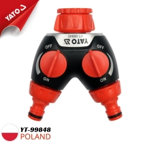 Y-shaped three-way connector with internal thread shut-off valves 3/4