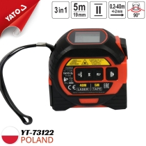 Thước 3 trong 1 (dây 5Mx19MM, laser 0-40M, hiển thị LCD) Yato YT-73122 - Ba Lan