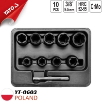 3/8インチ 10-19mm 10点入り 破損ボルトナットリムーバーセット、Yato YT-0603