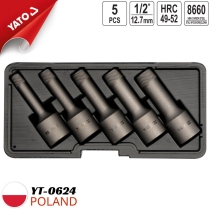 Yato YT-0624 5피스 1/2인치 양방향 손상 볼트 추출기 소켓 세트 8-16mm - 폴란드