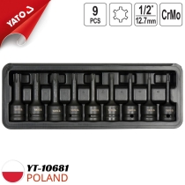 ヤト YT-10681 1/2インチ リーベソケットビット9点セット、RM5-RM14 - ポーランド