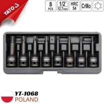 Yato YT-1068 1/2インチリブビットソケットセット、8個セット（RM5-RM13）- ポーランド