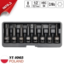 Yato YT-1065 - ポーランド製、T30-T80スターソケット8個セット 1/2インチ