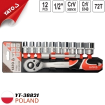 Yato YT-38821 12点組 1/2インチ ソケットレンチセット 10-24mm - ポーランド 