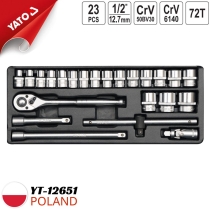 Yato YT-12651 1/2インチ ソケットレンチセット、10-32mm、23点 - ポーランド 