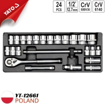 Yato YT-12661 24点 1/2インチ ソケットレンチセット 10-32mm - ポーランド