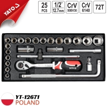 Yato YT-12671 1/2インチ ソケットレンチセット、10-32mm、25ピース - ポーランド