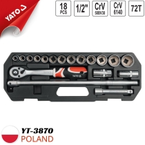 Yato YT-3870 18点セット ソケットレンチセット 11-32mm 1/2