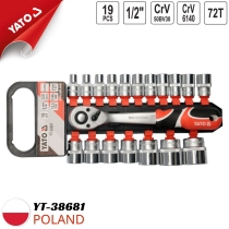 Yato YT-38681 19点 1/2インチ ソケットレンチセット、8-32mm - ポーランド