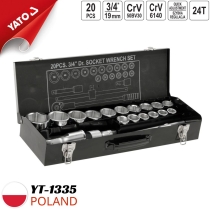 Yato YT-1335 - ポーランド製、20ピース、3/4インチ、19-50mmラチェットソケットセット