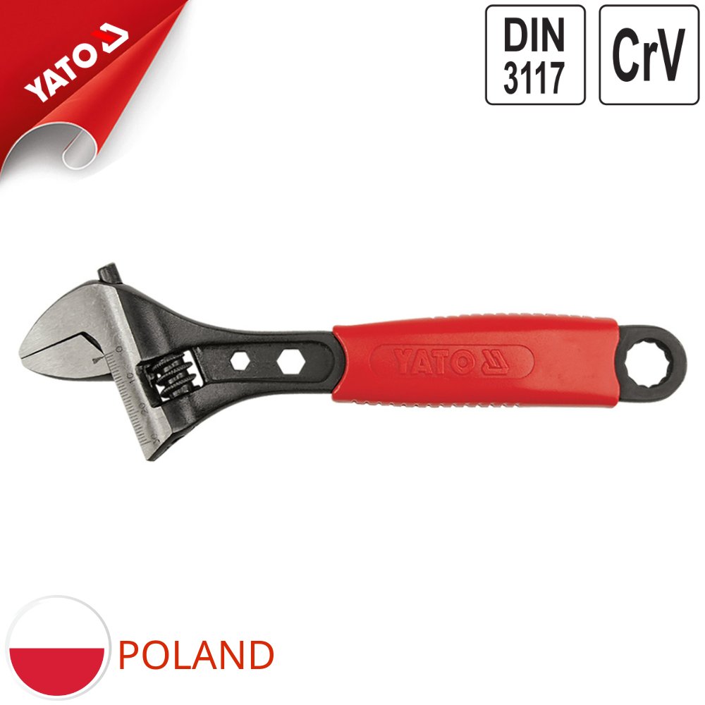  Plastic-coated handle adjustable wrench, metric, sizes from: 150mm - 300mm Yato - Poland