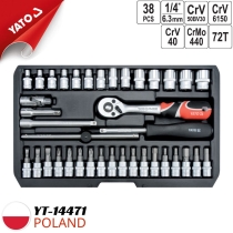 Yato YT-14471 38ピース 1/4インチ ソケットレンチセット - ポーランド