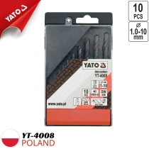 Hộp 10 mũi khoan kim loại HSS 1-10mm Yato T-4008 - Ba Lan