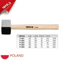 Búa cao su đen trắng 340g cán gỗ Yato YT-4601 - Ba Lan
